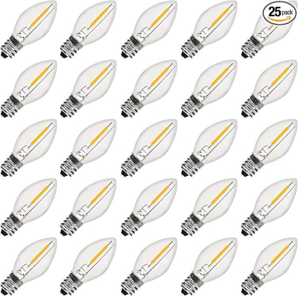 C7 LED Bulbs Christmas C7 LED Light Bulbs 25 Pack C7 LED Replacement Bulbs C7 LED Christmas