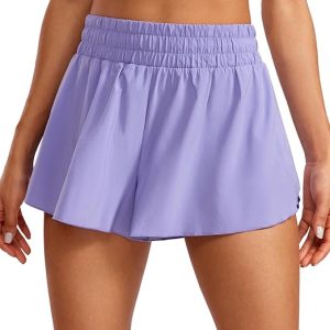 CRZ YOGA 2 in 1 Flowy Running Shorts for Women High Waisted Quick Dry Athletic Gym Lounge Workout Shorts Cute Tennis Skirts