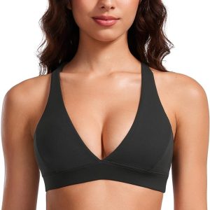 CRZ YOGA Butterluxe Deep V-Neck Sports Bras for Women