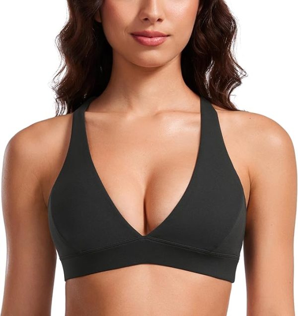 CRZ YOGA Butterluxe Deep V-Neck Sports Bras for Women