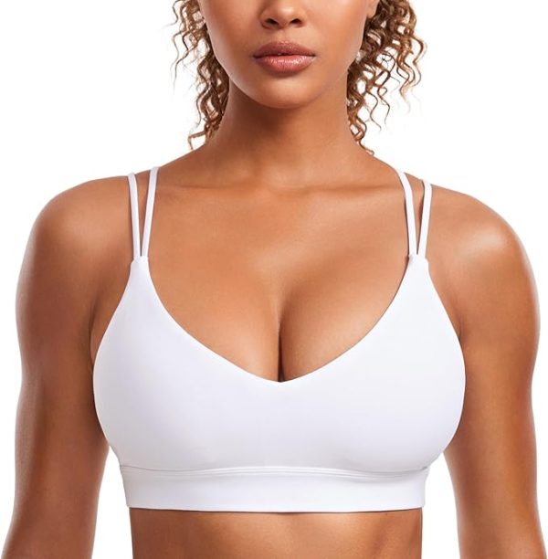 CRZ YOGA Butterluxe V Neck Strappy Sports Bras for Women