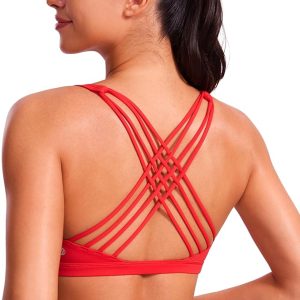 CRZ YOGA Strappy Sports Bras for Women - Criss Cross Back Sexy Wireless Padded Yoga Bra Cute Workout