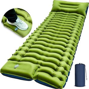 Camping Sleeping Pad, Ultralight Camping Mat with Pillow Built-in Foot Pump Inflatable Sleeping Pads