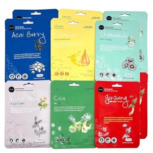 Celavi K-Beauty Skincare Essence Facial Face Mask Korea Skin Care Moisturizing C Set (2 of each)