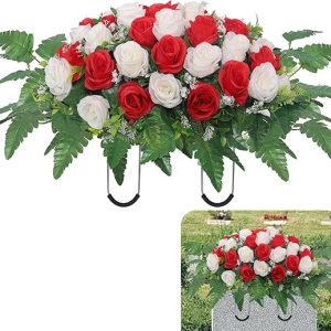 Cemetery Headstone Flower Saddle,Artificial Cemetery Flower Saddles for Graves