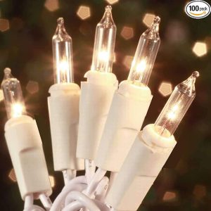 Christmas Lights 100 Count Mini Clear Lights 21ft White Wire Christmas Tree String Lights Set for Outdoor Indoor Christmas Decorations