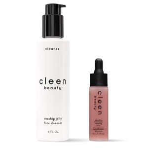 Cleen Beauty Cleanse and Skin Care Set | Daily Regimen | Rosehip Jelly Face Cleanser + Bakuchiol Antioxidant