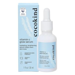 Cocokind Vitamin C Glow Serum with Azelaic Acid and Sea Grape Caviar for Bright and Even Skin, 1 Fl Oz