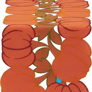 DII Fall Table Decorations Indoor Décor, Thanksgiving, Table Runner, 14x60, Embroidered Cut Work Pumpkins