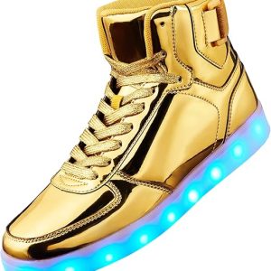 DIYJTS Unisex LED Light Up Shoes, Fashion High Top LED Sneakers USB Rechargeable Glowing Luminous Shoes for Men, Women, Teens