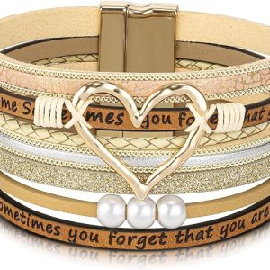 Desimtion Inspirational Heart Leather Bracelets for Women, SOMETIMES YOU FORGET