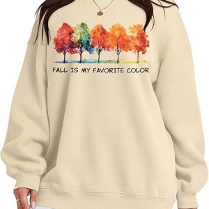 FASHGL Fall Sweatshirt Womens Autumn Clothes - This The Season Fall Shirt Tree Shirts Graphic Long Sleeve Shirts For Women