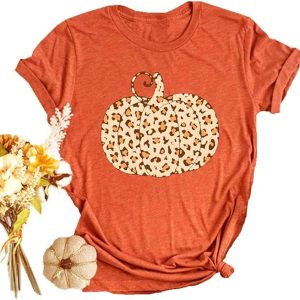 Fall Shirts for Women Halloween Pumpkin Graphic Tees Thanksgiving Family Turkey Tops Cute Autumn Thankful T-Shirt