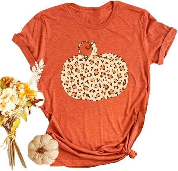 Fall Shirts for Women Halloween Pumpkin Graphic Tees Thanksgiving Family Turkey Tops Cute Autumn Thankful T-Shirt