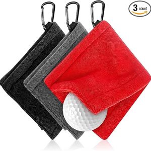 Flutesan Golf Ball Towel 5.5 x 5.5 Inch, Small Golf Pocket Towel with Clip Portable Golf Cleaner Accessories for Men Women