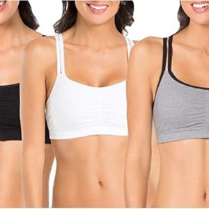 Fruit of the Loom Women's Spaghetti Strap Cotton Pull Over 3 Pack Sports Bra