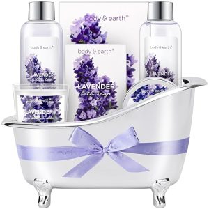 Gift Set for Women Body & Earth Gifts for Women Lavender Gift Baskets For Women Bath Sets for Women Gift with Bubble Bath Body Lotion