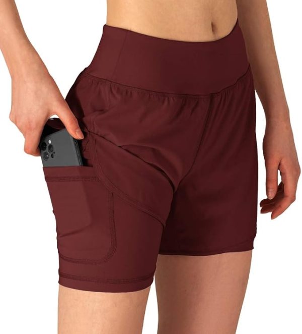 Gopune Women's 2 in 1 Running Shorts Workout Athletic Gym Yoga Shorts Liner