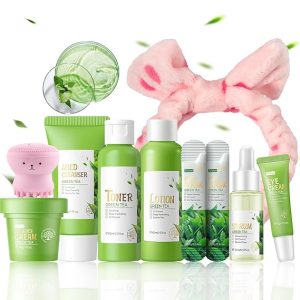 Green Tea Skincare Set, Organic Skin Care Set, Facial Kit for Women/Teenage Girls, Green Tea Skin Care Products Set