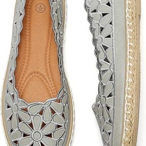 HEAWISH Women’s Ballet Flat Daisy Round Toe Dress Shoes Casual Slip On Rope Loafer