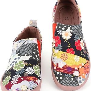 HiGropcore Women's Art Painted Casual Loafers Slip On Canvas Walking Shoes Comfortable Lightweight Ladies Travel Shoes