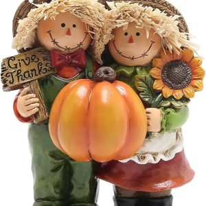 Hodao 5.25" Fall Thanksgiving Scarecrow Decorations Scarecrow Fall Harvest Scarecrow Tabletop