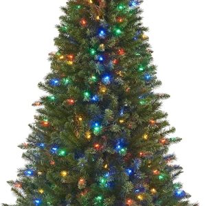 Honeywell 6 ft Pre-Lit Christmas Tree, Eagle Peak Pine Artificial Christmas Tree with 300 Color