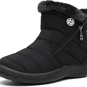 Hsyooes Womens Warm Fur Lined Winter Snow Boots Waterproof Ankle Boots Outdoor Booties Comfortable Shoes for Women