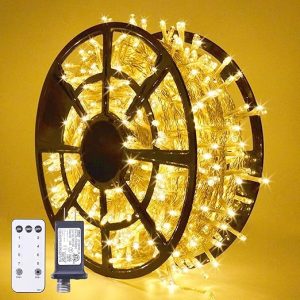 JMEXSUSS 168FT 600 LED Christmas Lights Outdoor Waterproof 8 Modes Indoor Christmas String Lights Warm White Christmas