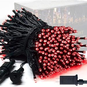 JMEXSUSS 250 LED Red Christmas String Lights with 8 Modes, 91.5ft Expandable Christmas Lights Outdoor Waterproof