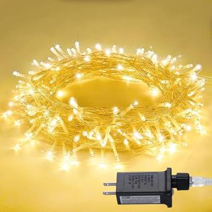 JMEXSUSS Connectable Warm White Christmas Lights Indoor, 8 Modes Christmas Tree Lights Plug in Twinkle Fairy String Lights for Bedroom