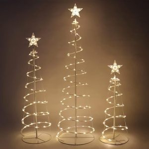 JOIEDOMI 3 Packs Spiral Tree Christmas Decoration Outdoor, 218 LED Xmas Tree Lighted Hoilday Display