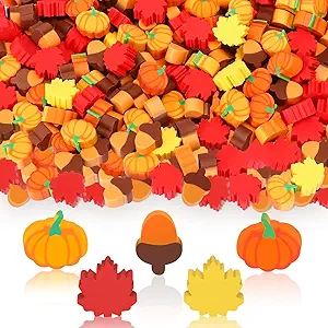 JUNEBRUSHS Fall Mini Erasers, 150Pcs Cute Thanksgiving Erasers Mini Erasers for Kids Bulk Maple