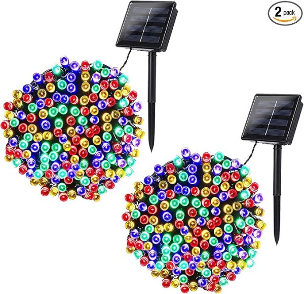 Joomer Solar Christmas Lights, 2 Pack Total 144 FT 400 LED 8 Modes Waterproof Solar Christmas