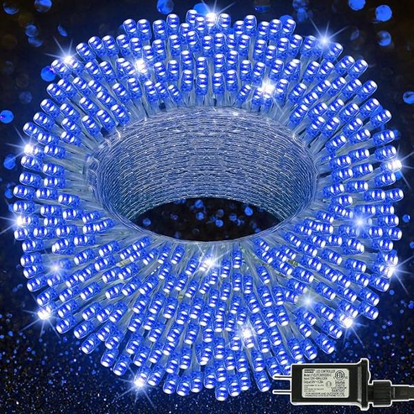 LJLNION 300 LED String Lights Outdoor Indoor, Extra Long 98.5FT Super Bright Christmas Lights, 8 Lighting Modes, Plug in Waterproof