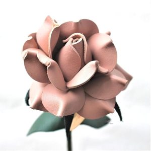 Leather rose Gift for her/him on valentines day, mothers day, third years 3rd wedding anniversary (Pink)