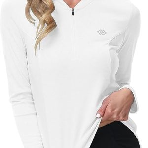 MoFiz Women's UPF 50+ Sun Protection Zip Up Long Sleeve Golf Tennis Hiking Shirt