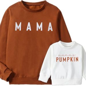 Mommy and Me Matching Outfits Halloween Pumpkin Sweatshirt Thanksgiving Baby Girl Outfit Fall Shirts