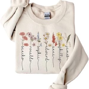 NAZENTI - Custom Grandma Mom Gardens Birth Month Flower Sweatshirt For Women