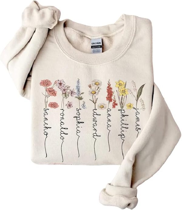 NAZENTI - Custom Grandma Mom Gardens Birth Month Flower Sweatshirt For Women