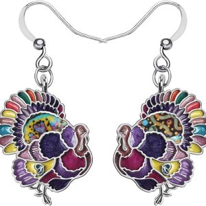 NEWEI Cute Thanksgiving Turkey Chicken Earrings For Women Festival Jewelry Gifts