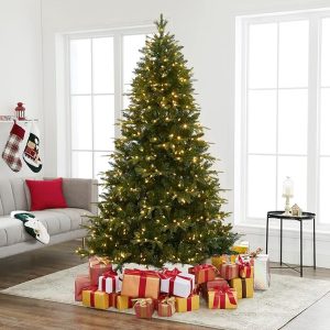 Naomi Home 6.5ft Christmas Tree with Lights, Realistic Fir Christmas Tree Prelit with 1292 Branch Tips