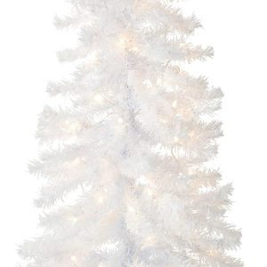 National Tree Company Pre-Lit Artificial Christmas Tree, White Tinsel, White Lights, Includes Stand, 4 feet