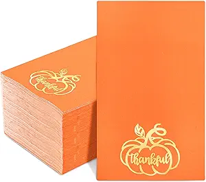 Nervure 100PCS Thanksgiving Pumpkin Paper Napkins - Heavy Duty Fall Paper Napkins