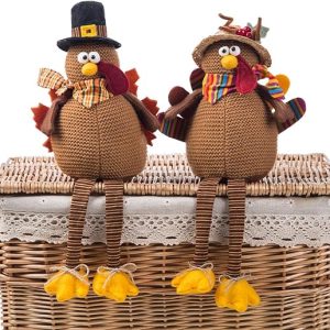 Ogrmar 2 Pack Stuffed Turkey Couple Doll Thanksgiving