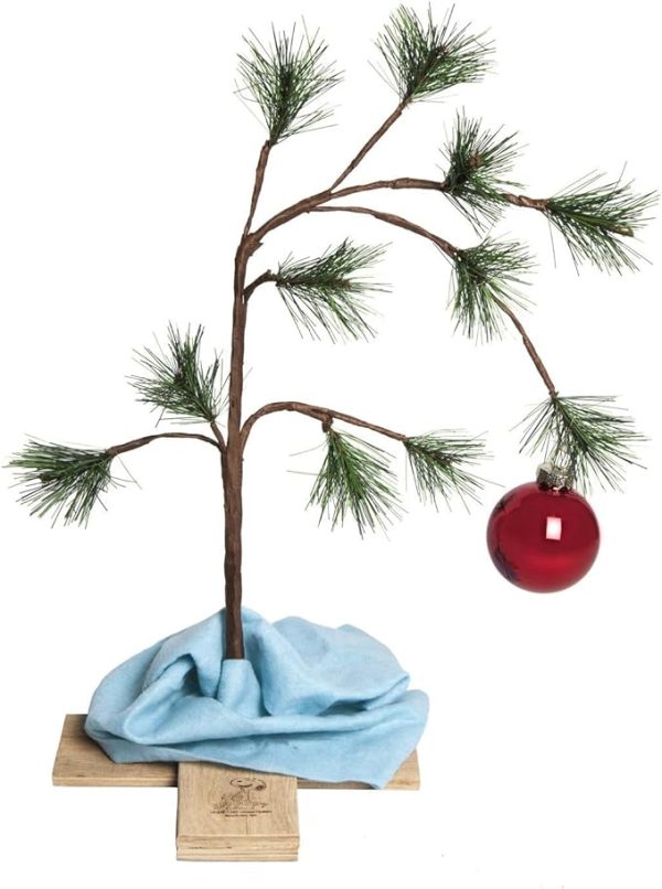 ProductWorks 24" Charlie Brown Christmas Tree with Linus's Blanket Holiday Décor, Classic Ornament