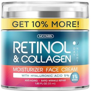 Retinol Cream for Face with Hyaluronic Acid, Day-Night Anti-Aging Moisturizer for Women,