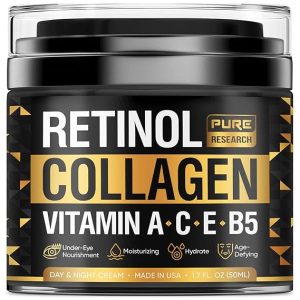 Retinol Face Cream – Natural Anti-Wrinkle Cream – Anti-Aging Facial Moisturizer with Collagen & Hyaluronic Acid