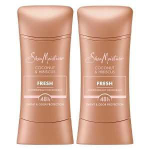 SheaMoisture Antiperspirant Deodorant Stick Fresh Coconut & Hibiscus 2 Count for 48HR Sweat