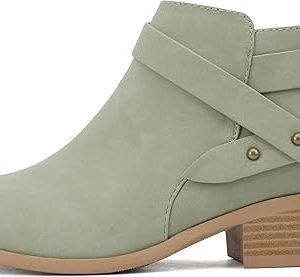 Soda SWEETEN Women's Fashion Closed Toe Multi Strap Ankle Bootie Block Heel (Wide Fit Available)